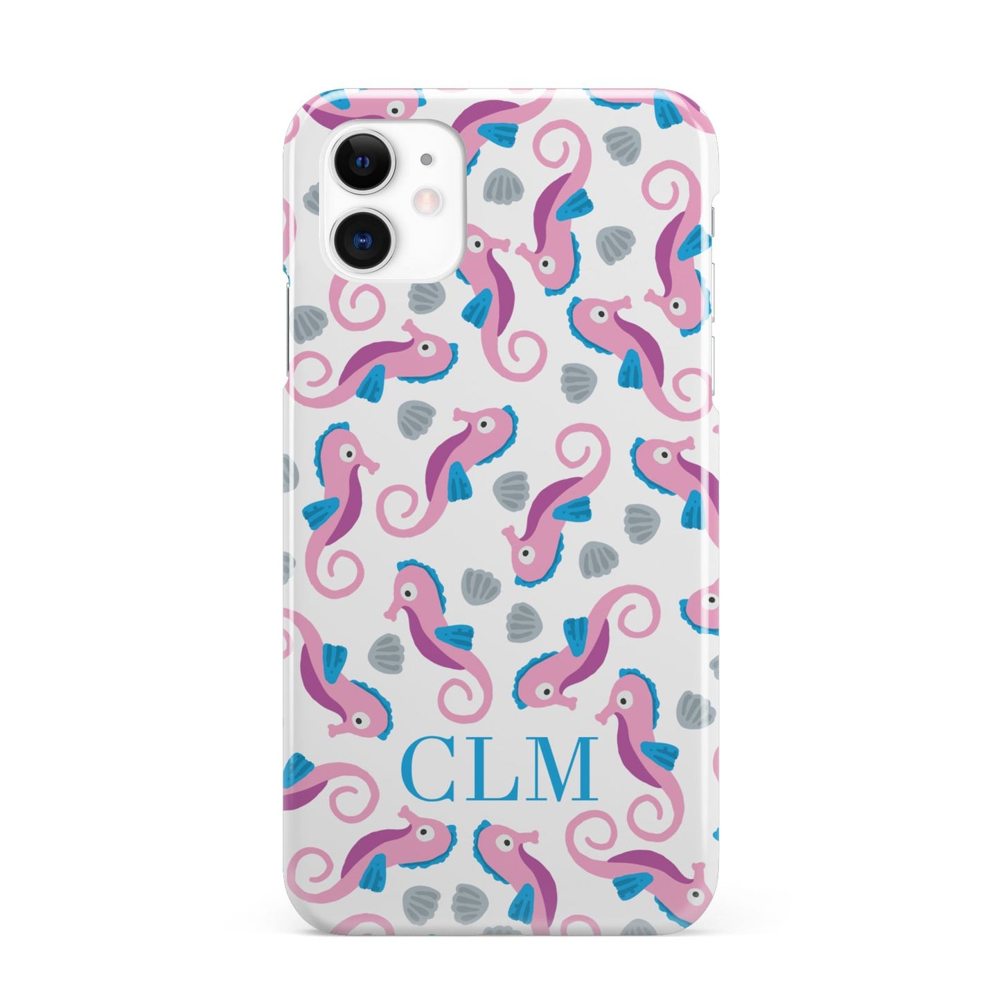 Personalised Sea Horse Initials iPhone 11 3D Snap Case