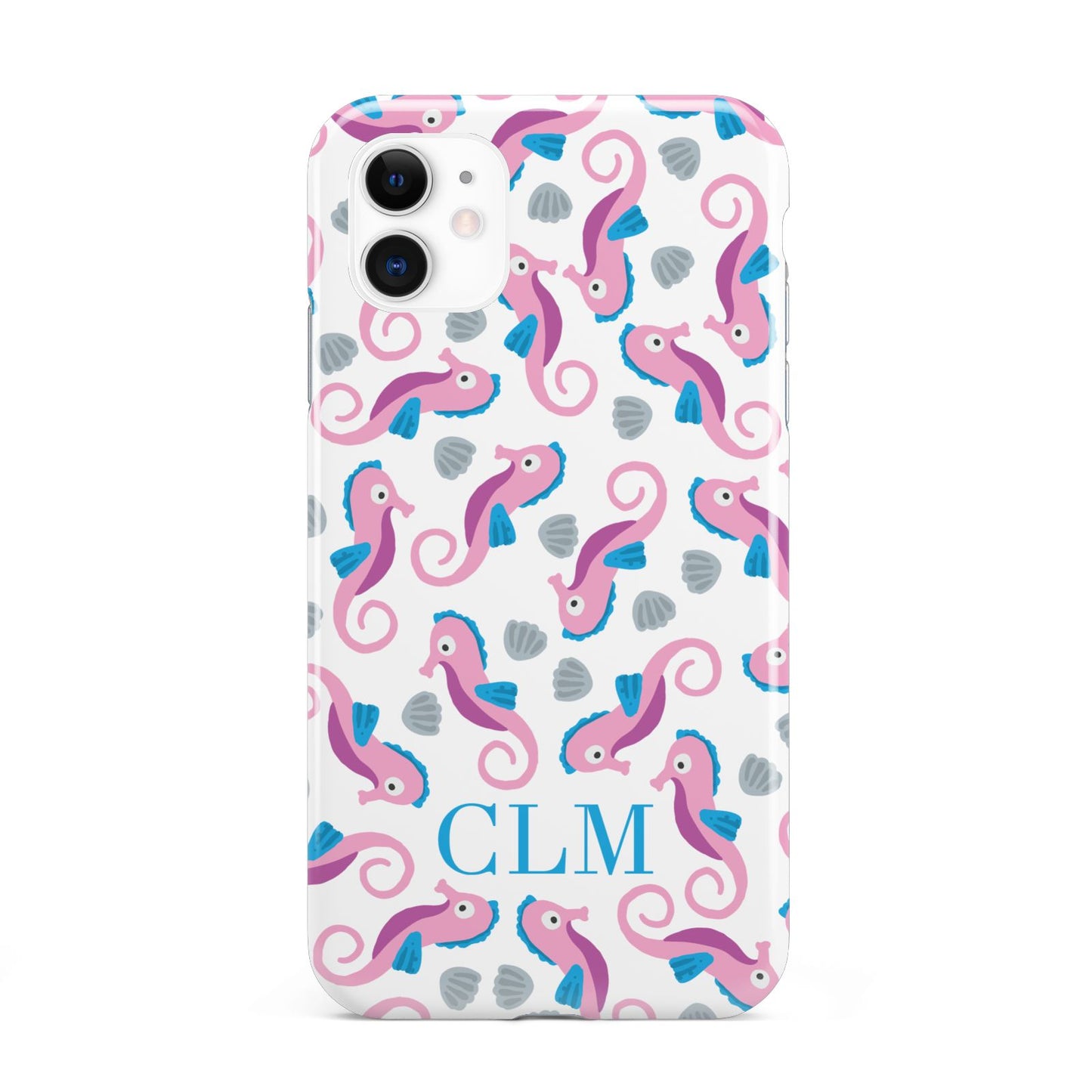 Personalised Sea Horse Initials iPhone 11 3D Tough Case