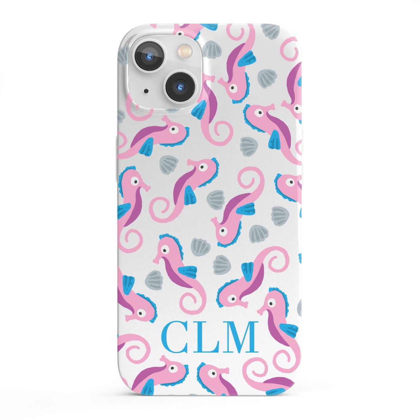 Personalised Sea Horse Initials iPhone 13 Full Wrap 3D Snap Case