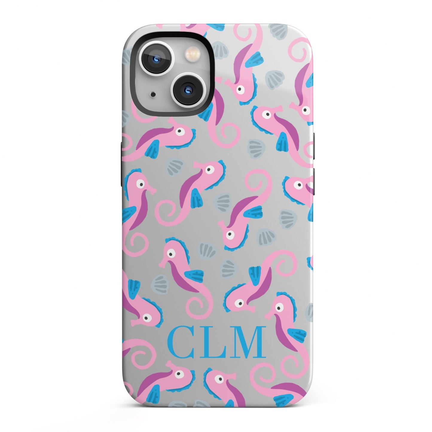 Personalised Sea Horse Initials iPhone 13 Full Wrap 3D Tough Case