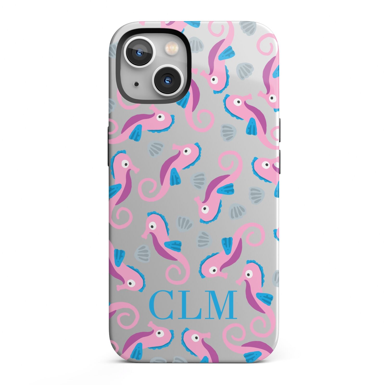 Personalised Sea Horse Initials iPhone 13 Full Wrap 3D Tough Case