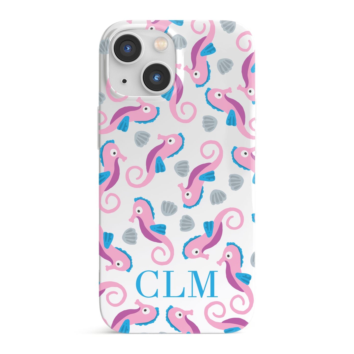 Personalised Sea Horse Initials iPhone 13 Mini Full Wrap 3D Snap Case