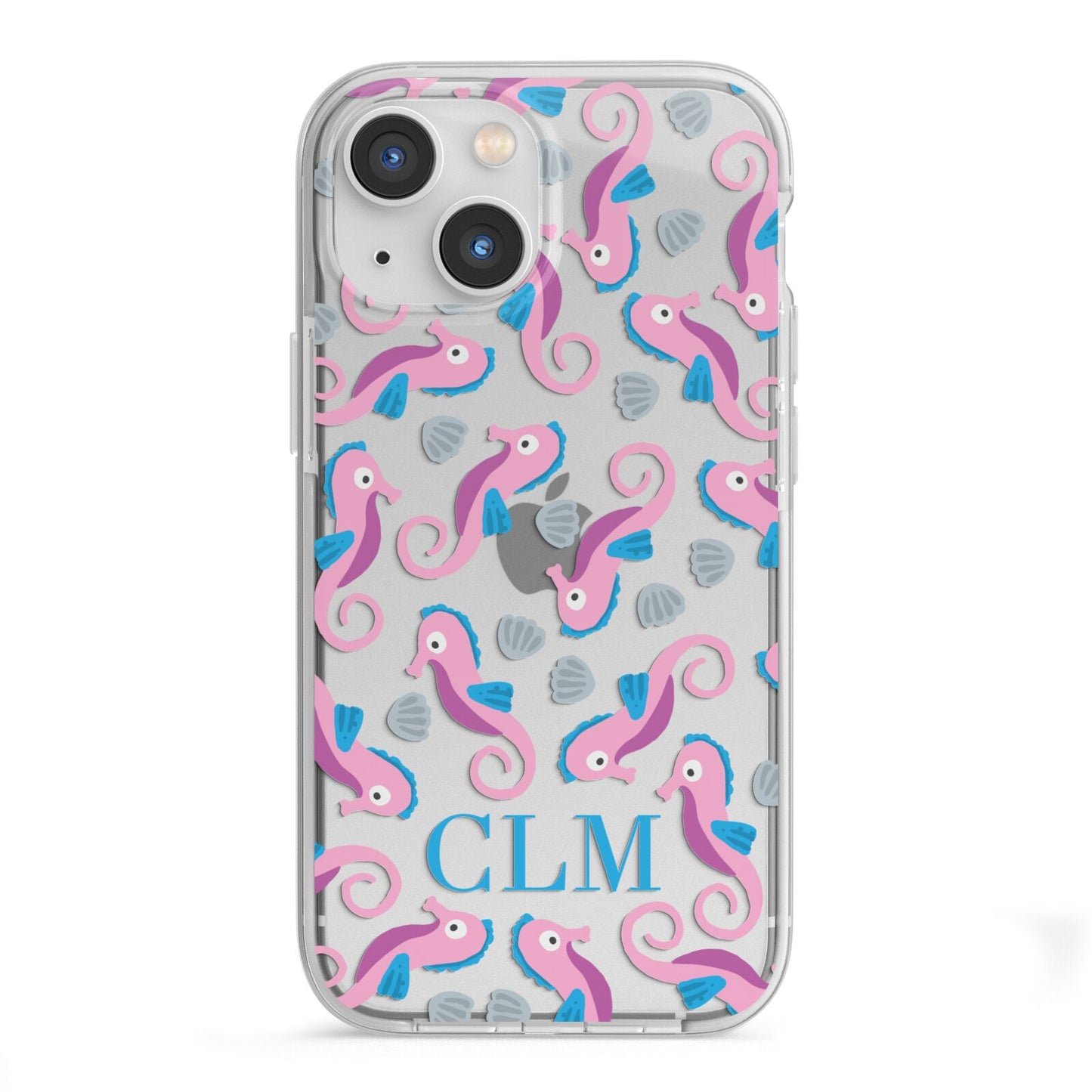 Personalised Sea Horse Initials iPhone 13 Mini TPU Impact Case with White Edges