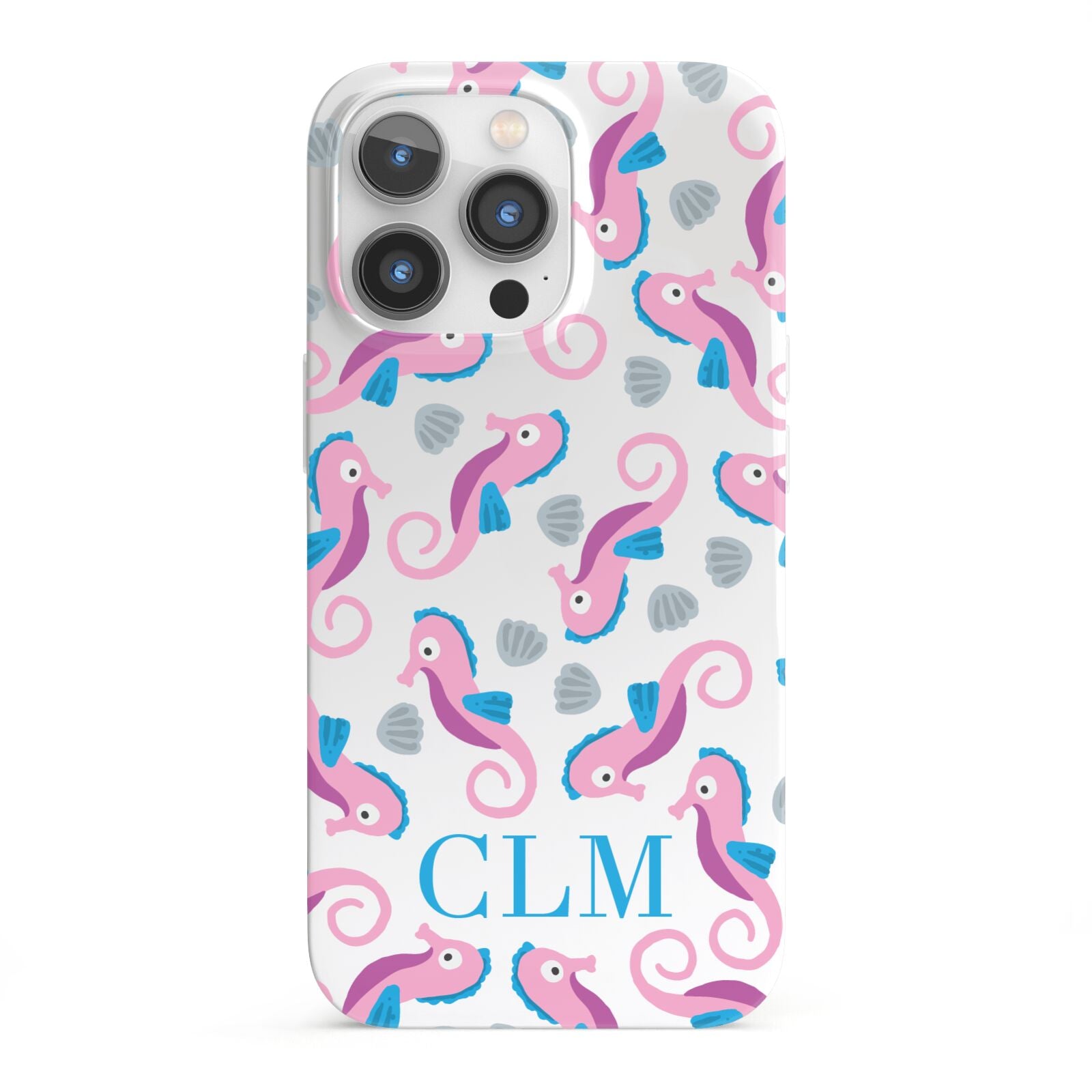 Personalised Sea Horse Initials iPhone 13 Pro Full Wrap 3D Snap Case