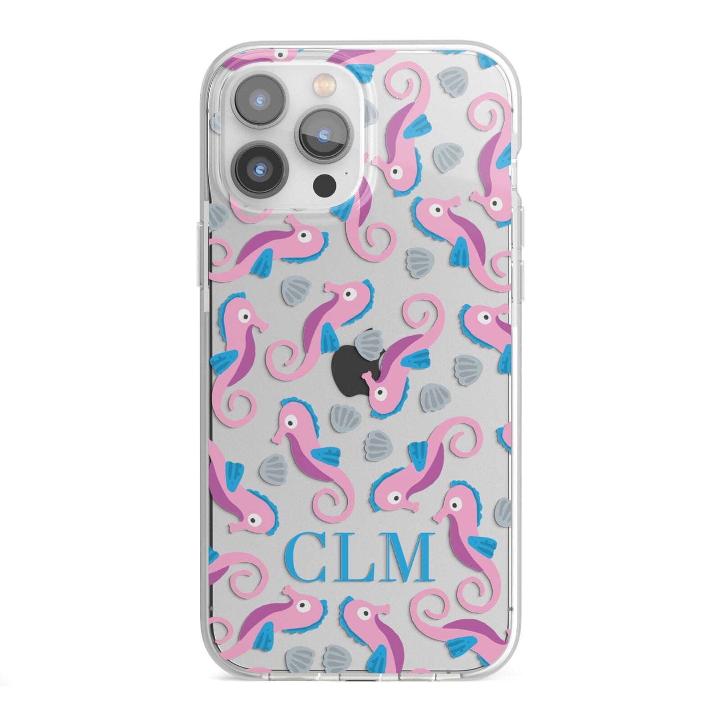Personalised Sea Horse Initials iPhone 13 Pro Max TPU Impact Case with White Edges
