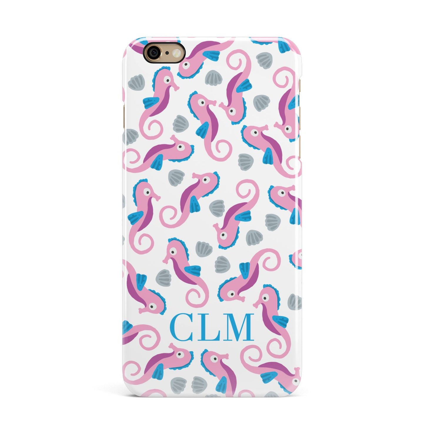 Personalised Sea Horse Initials iPhone 6 Plus 3D Snap Case on Gold Phone