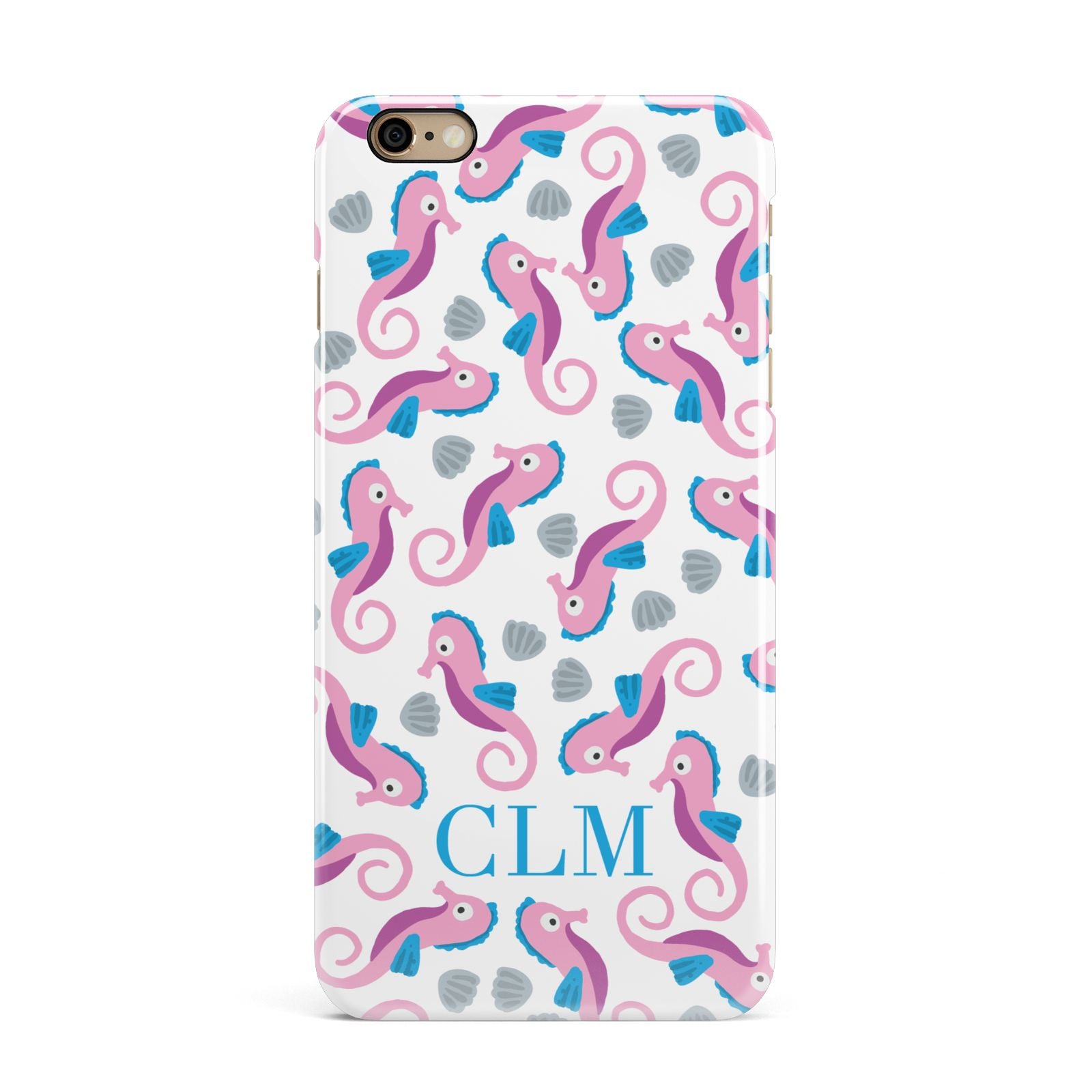 Personalised Sea Horse Initials iPhone 6 Plus 3D Snap Case on Gold Phone