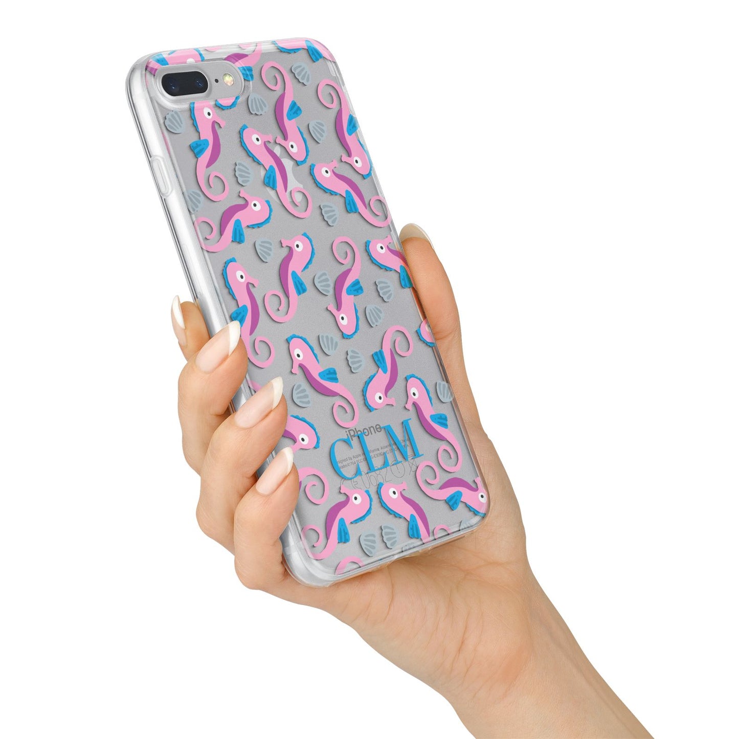 Personalised Sea Horse Initials iPhone 7 Plus Bumper Case on Silver iPhone Alternative Image