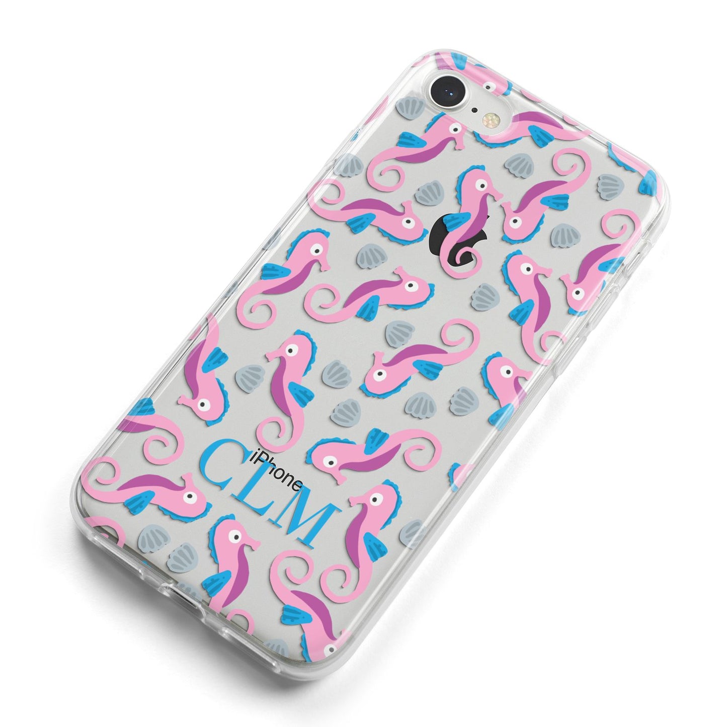 Personalised Sea Horse Initials iPhone 8 Bumper Case on Silver iPhone Alternative Image