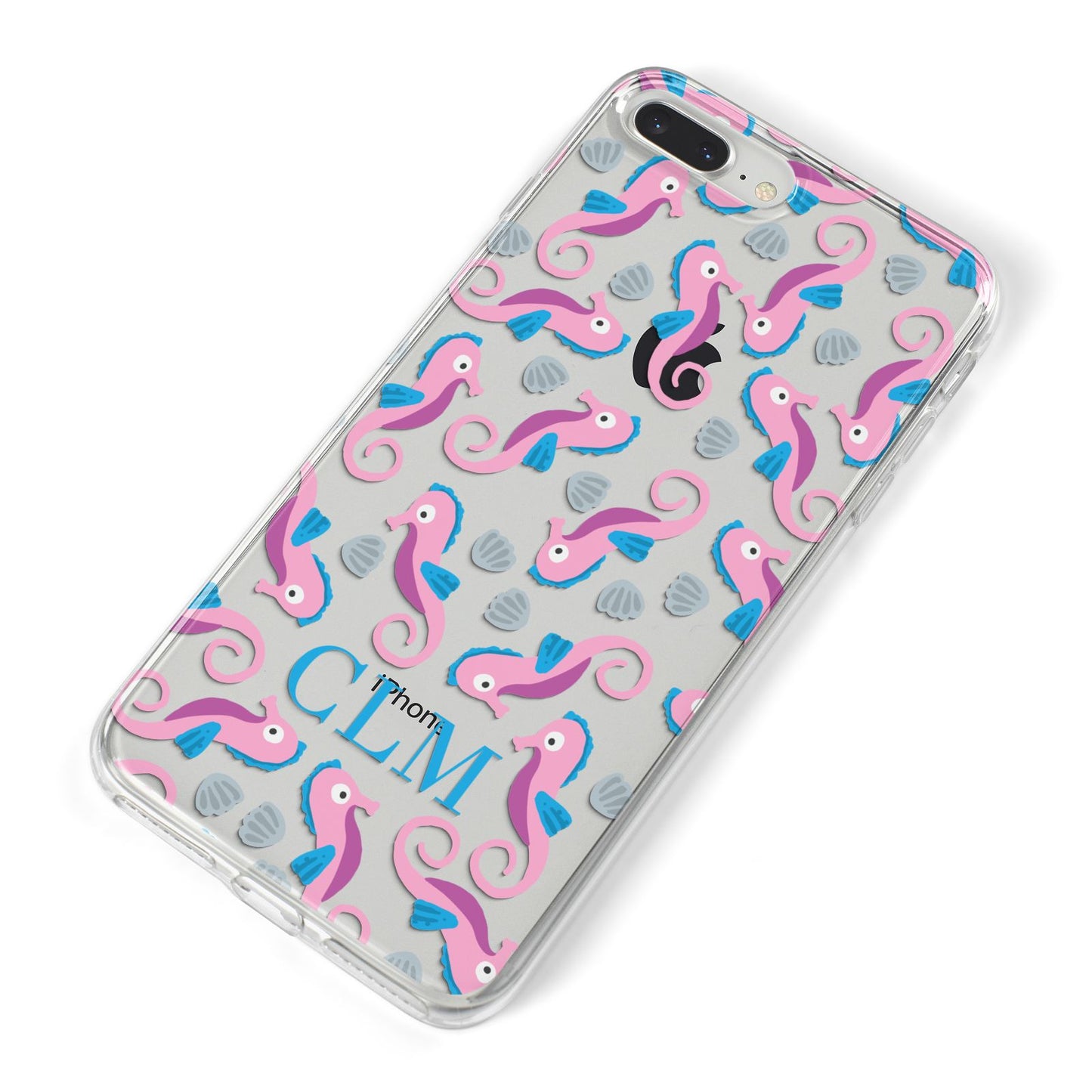 Personalised Sea Horse Initials iPhone 8 Plus Bumper Case on Silver iPhone Alternative Image