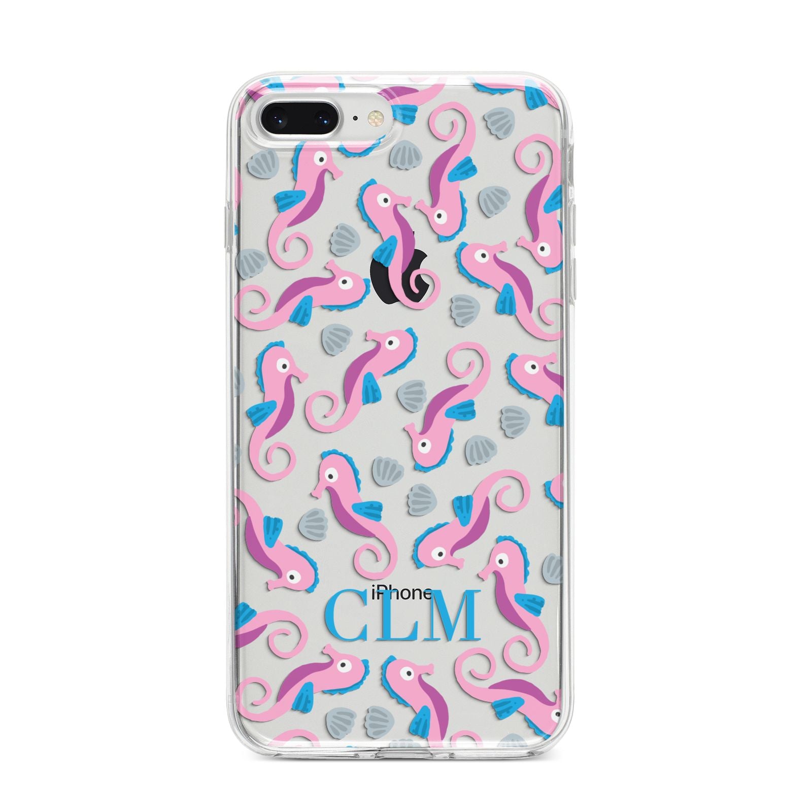 Personalised Sea Horse Initials iPhone 8 Plus Bumper Case on Silver iPhone