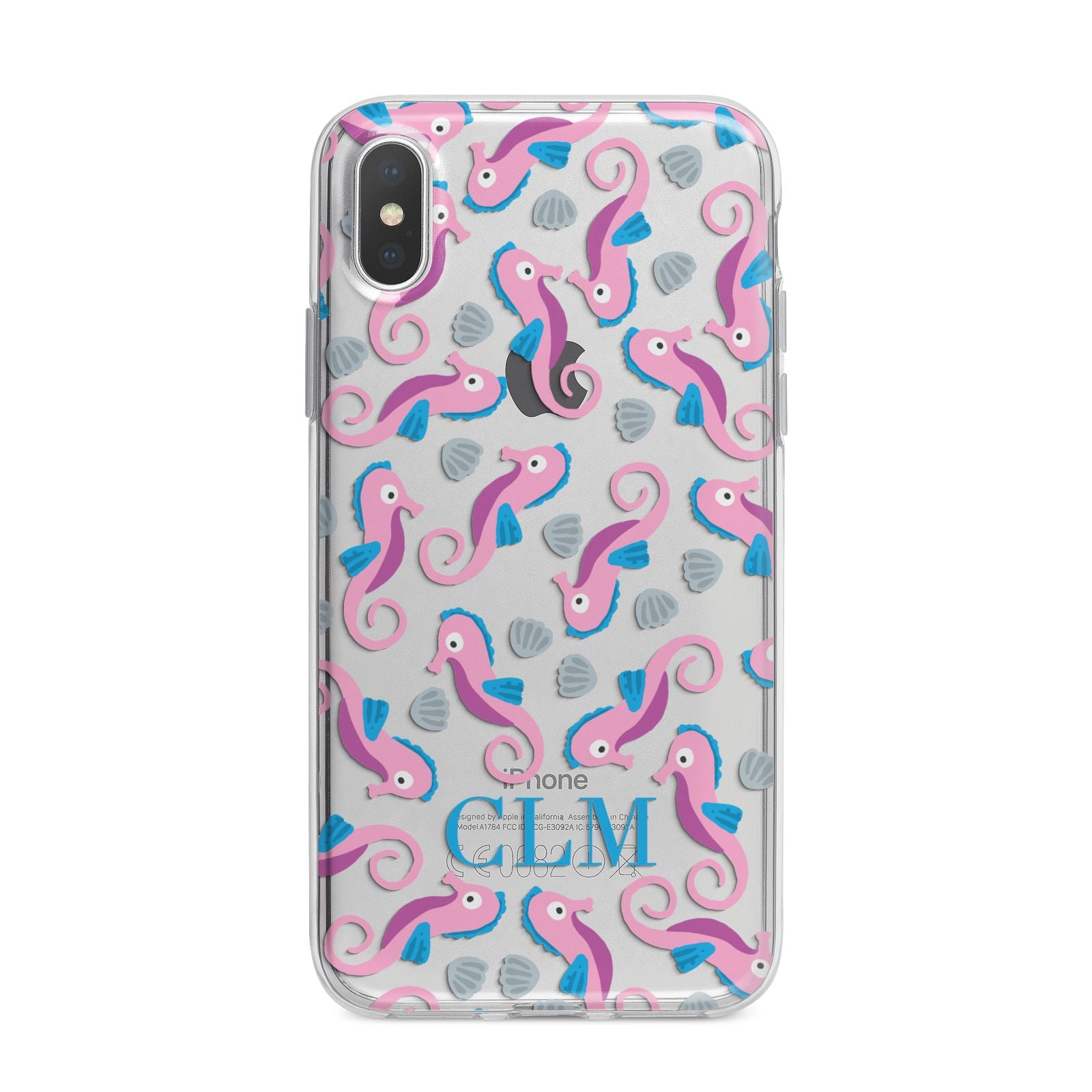 Personalised Sea Horse Initials iPhone X Bumper Case on Silver iPhone Alternative Image 1