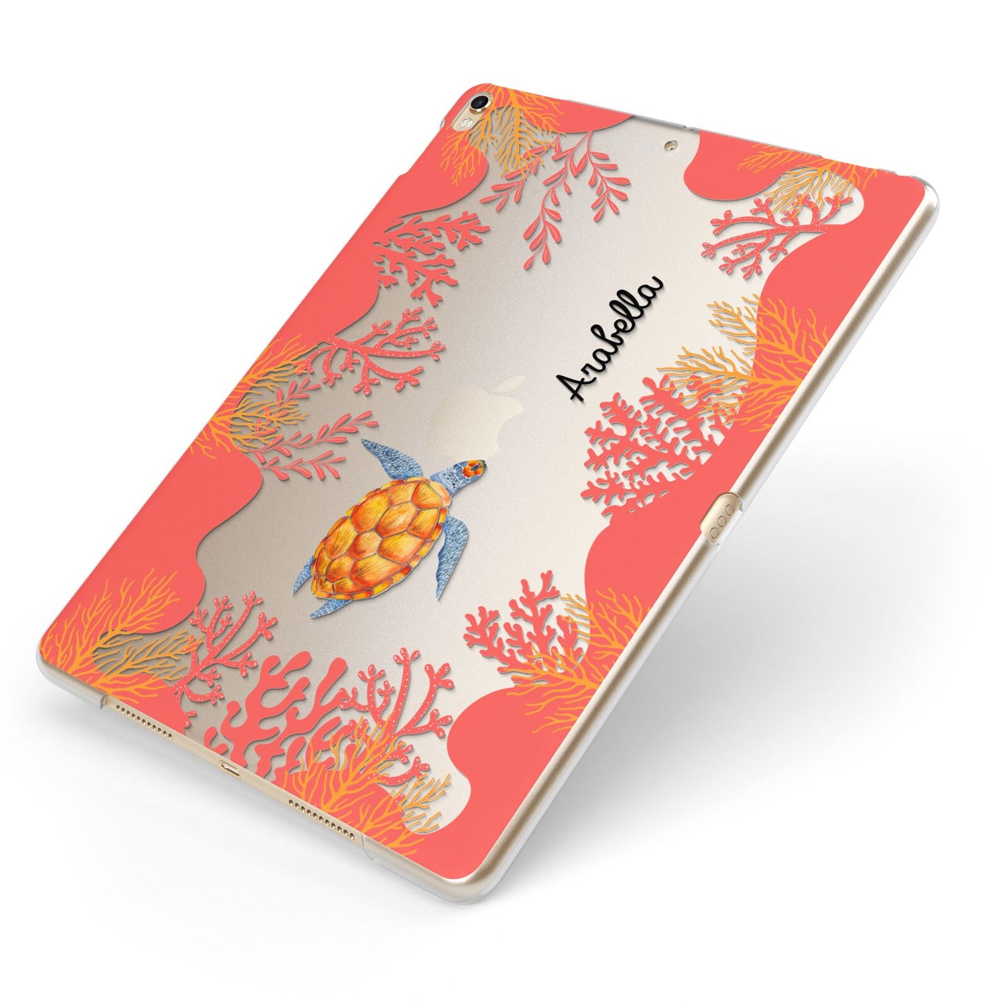 Personalised Sea Life Apple iPad Case on Gold iPad Side View