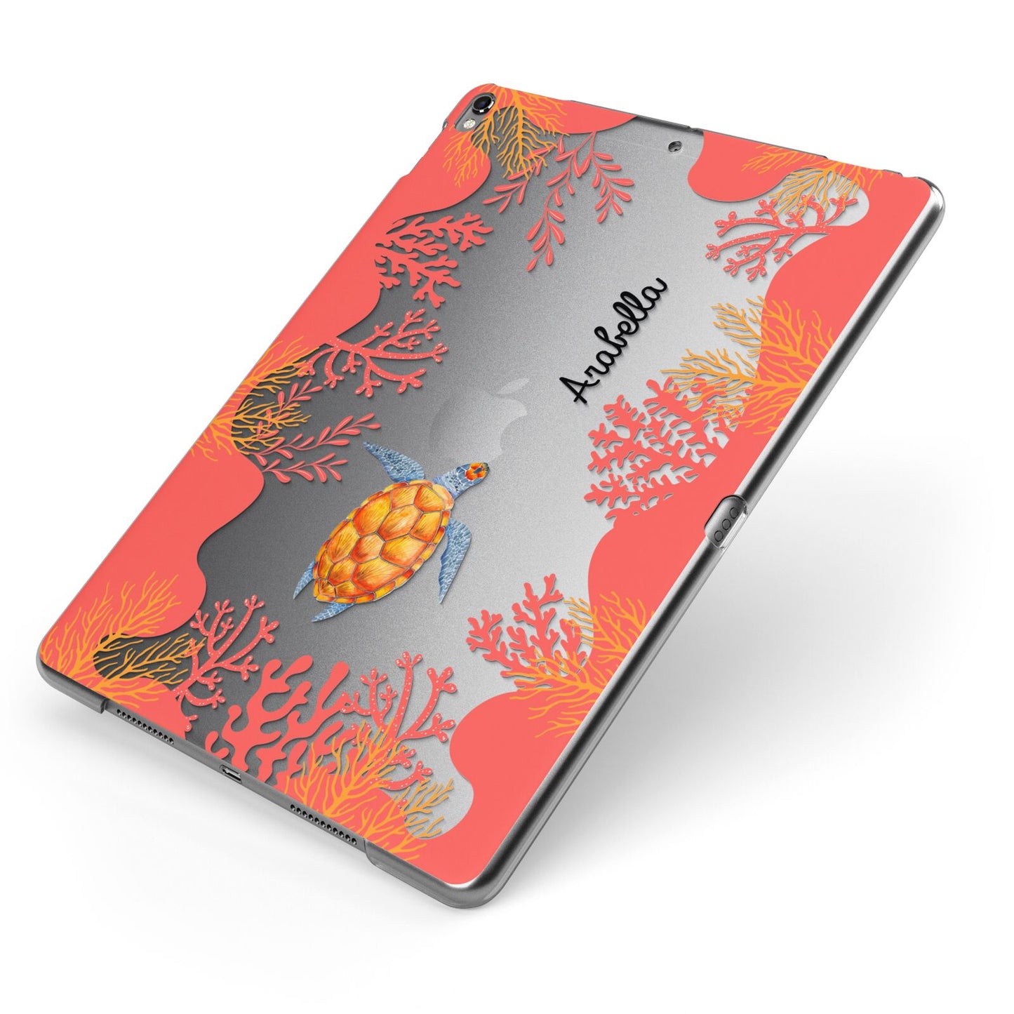 Personalised Sea Life Apple iPad Case on Grey iPad Side View