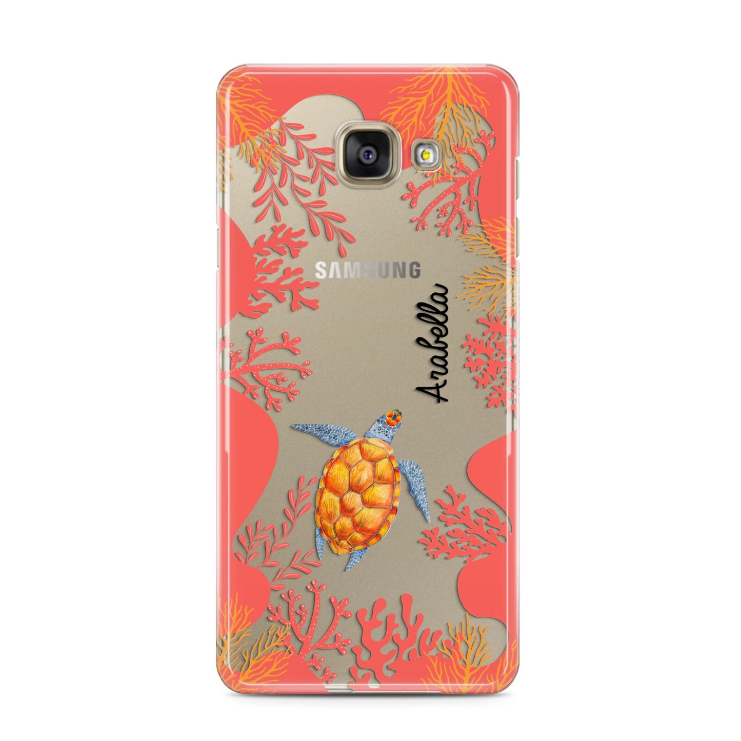 Personalised Sea Life Samsung Galaxy A3 2016 Case on gold phone