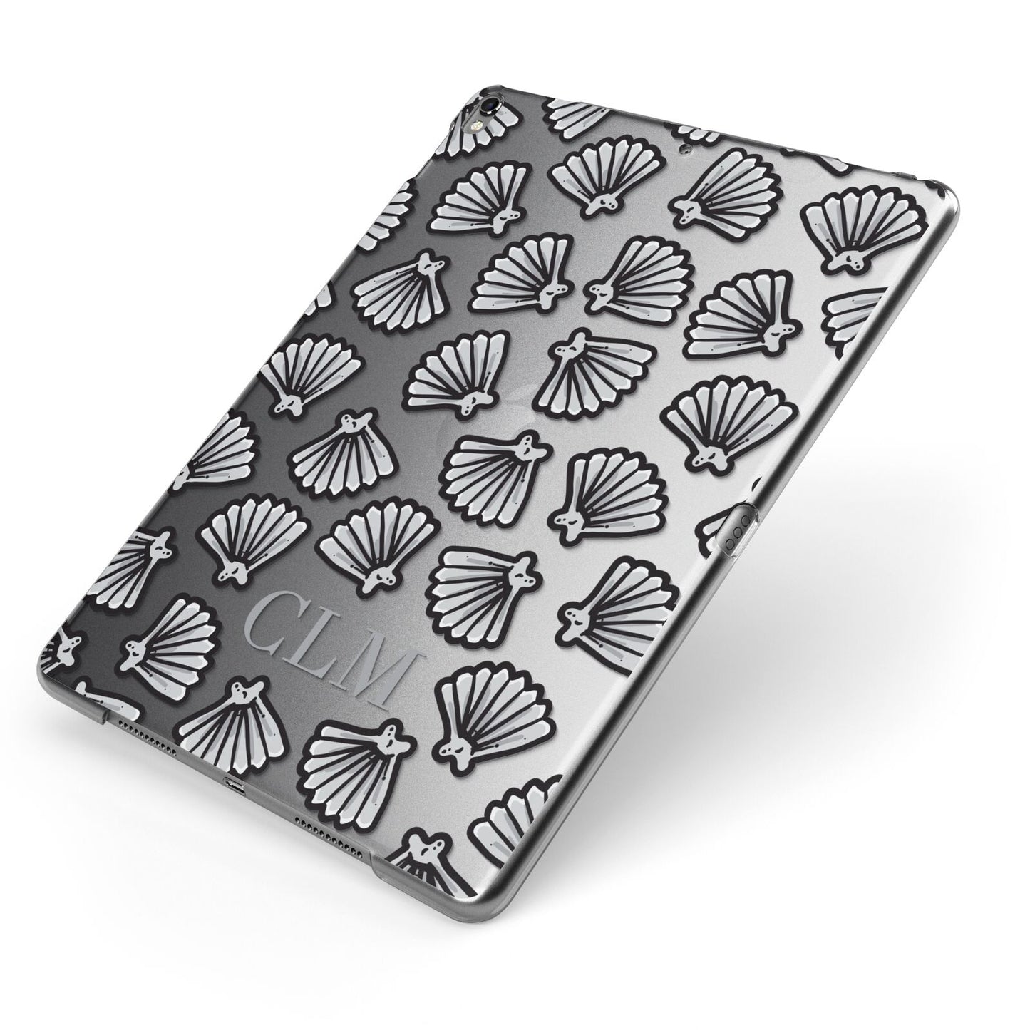 Personalised Sea Shell Initials Apple iPad Case on Grey iPad Side View