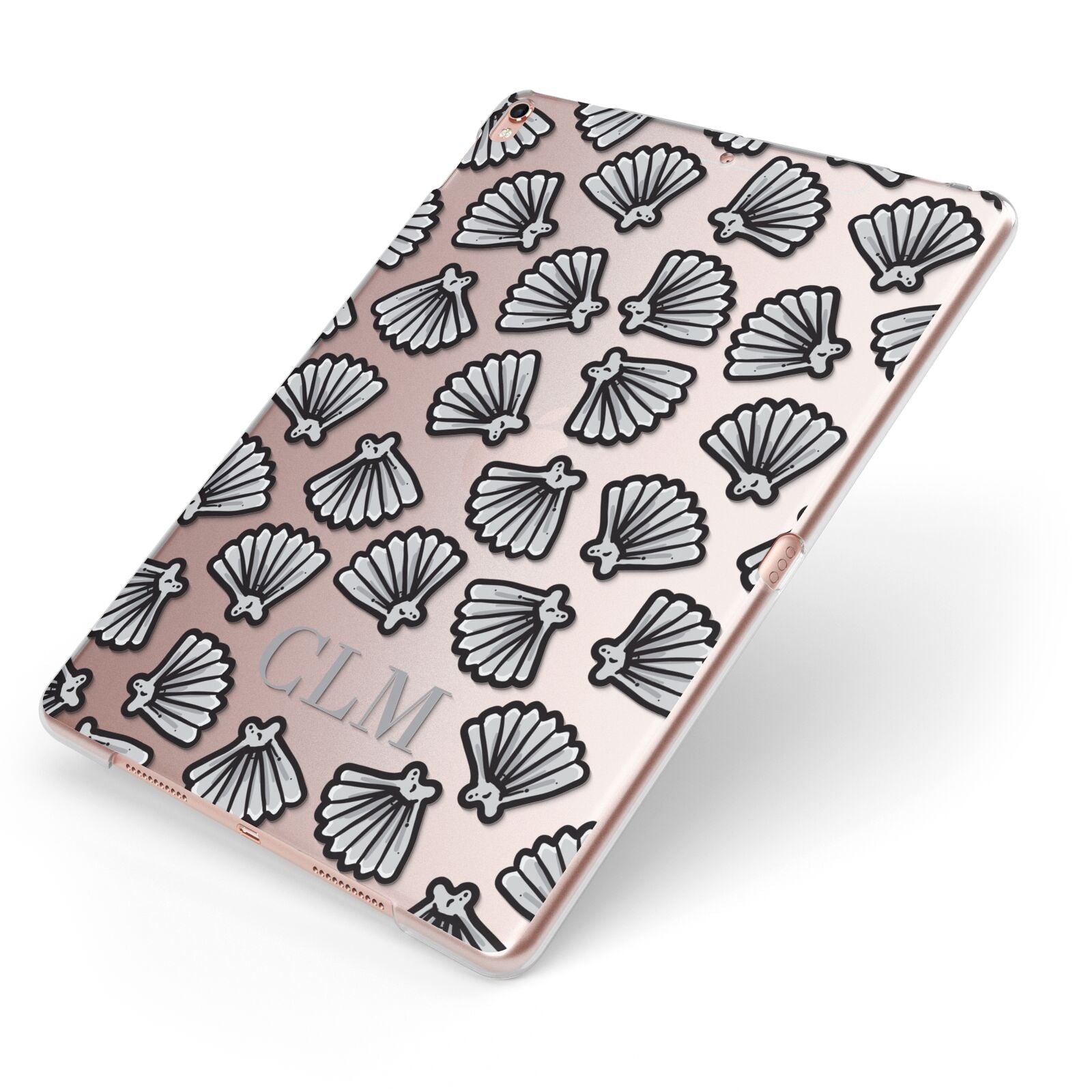 Personalised Sea Shell Initials Apple iPad Case on Rose Gold iPad Side View