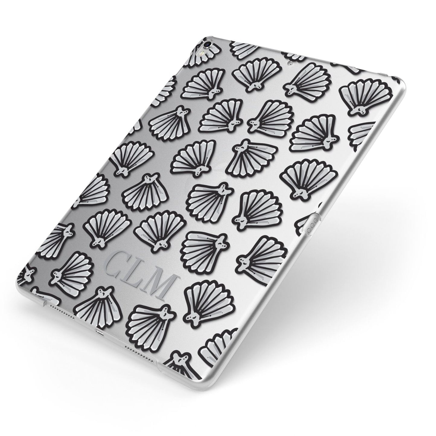 Personalised Sea Shell Initials Apple iPad Case on Silver iPad Side View