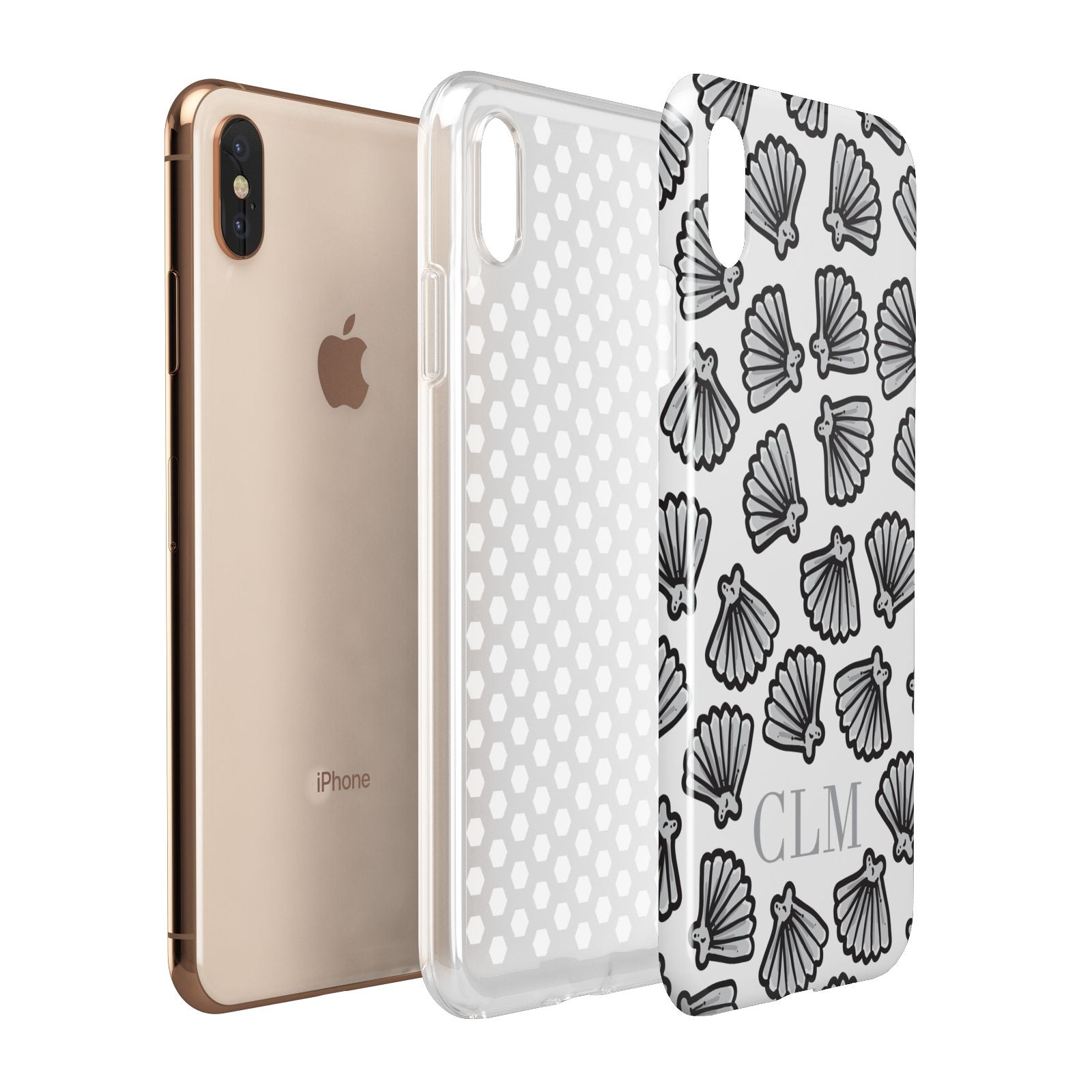 Personalised Sea Shell Initials Apple iPhone Xs Max 3D Tough Case Expanded View