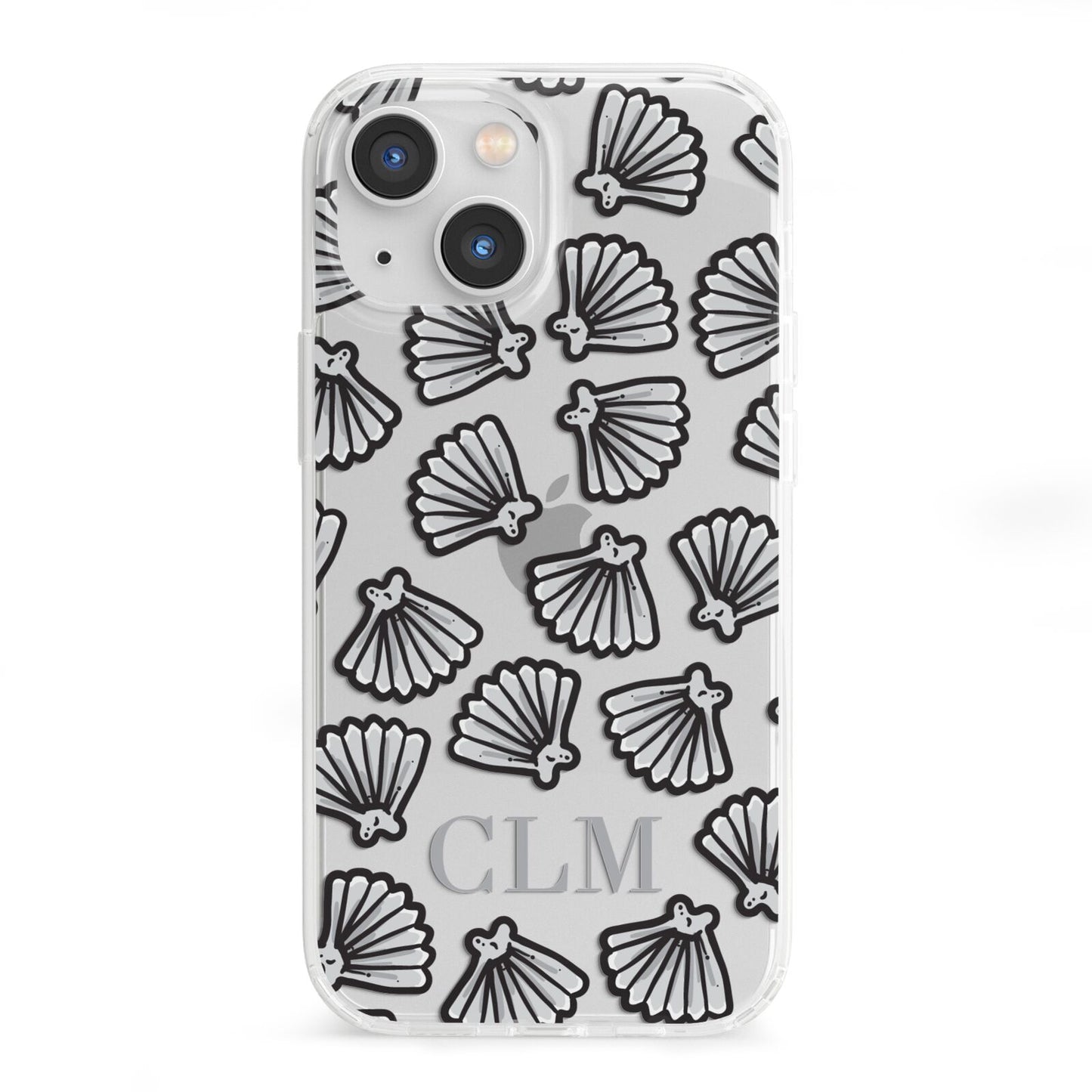 Personalised Sea Shell Initials iPhone 13 Mini Clear Bumper Case