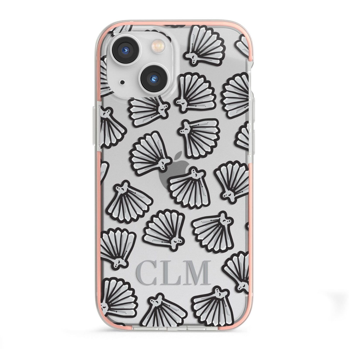 Personalised Sea Shell Initials iPhone 13 Mini TPU Impact Case with Pink Edges
