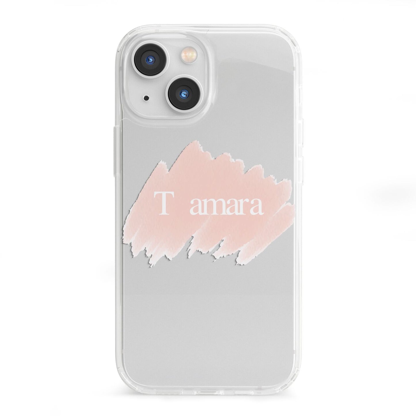 Personalised See Throiugh Clear Name iPhone 13 Mini Clear Bumper Case