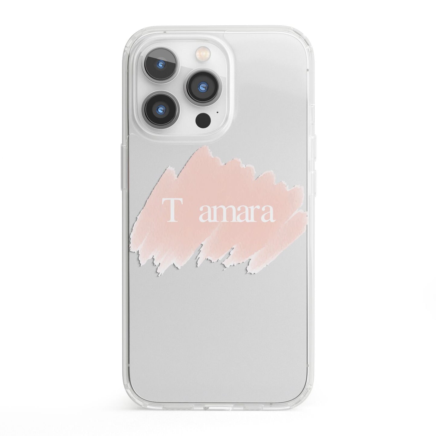 Personalised See Throiugh Clear Name iPhone 13 Pro Clear Bumper Case