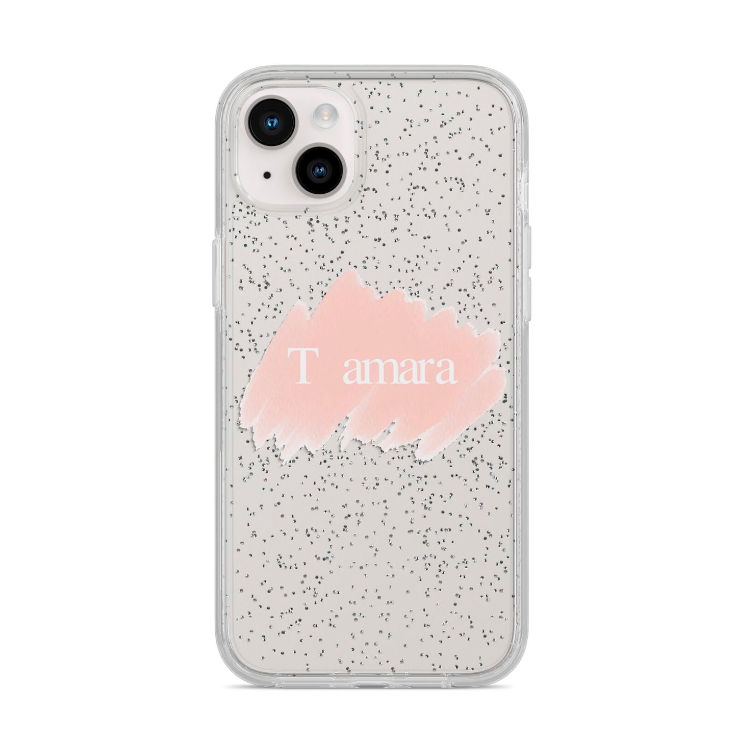 Personalised See Throiugh Clear Name iPhone 14 Plus Glitter Tough Case Starlight