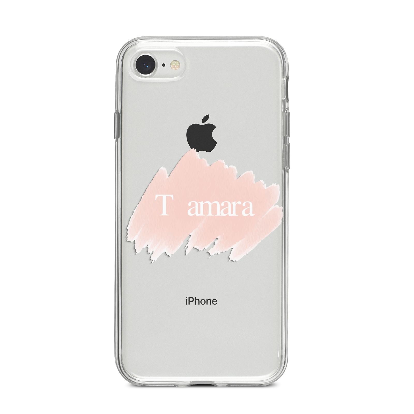 Personalised See Throiugh Clear Name iPhone 8 Bumper Case on Silver iPhone