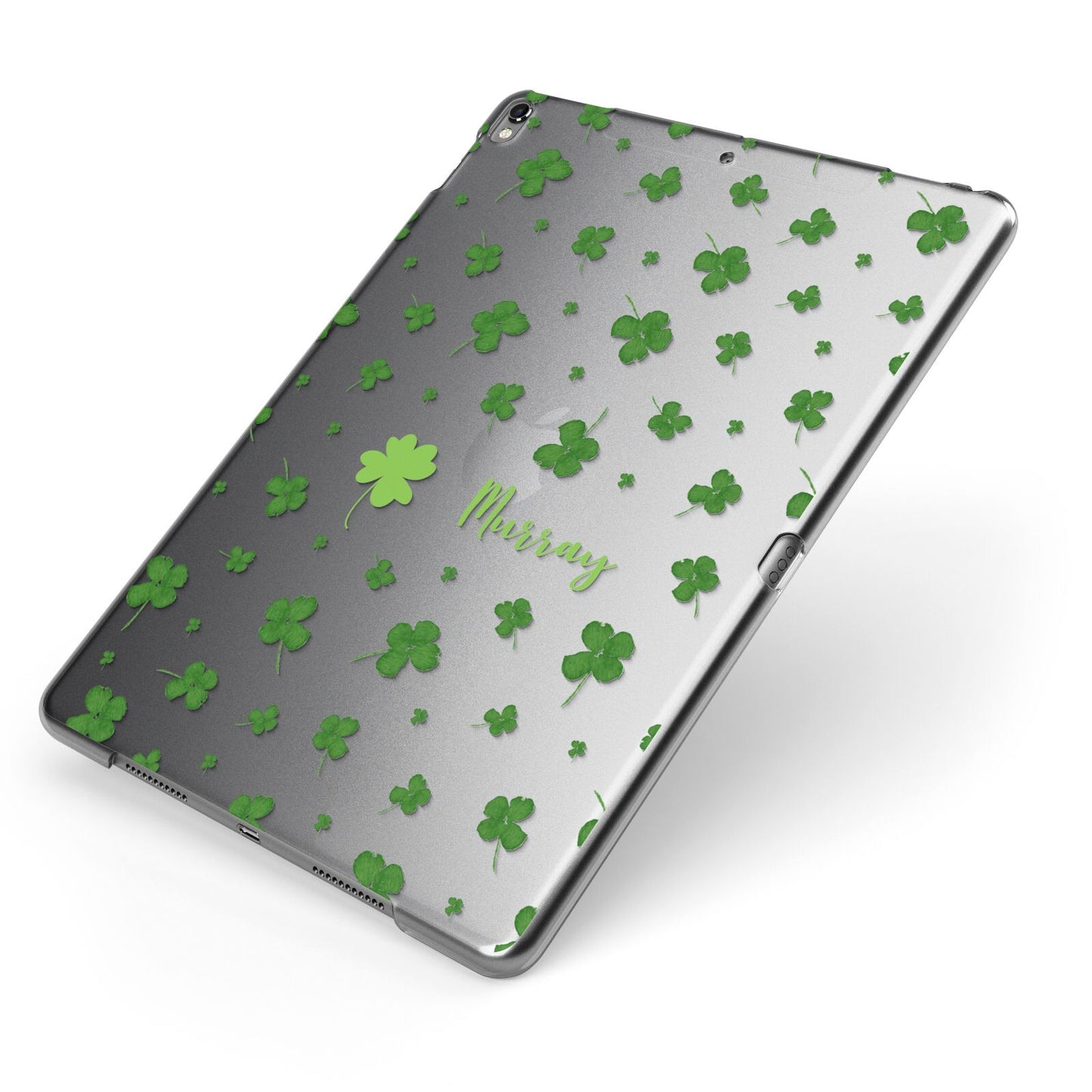 Personalised Shamrock Apple iPad Case on Grey iPad Side View