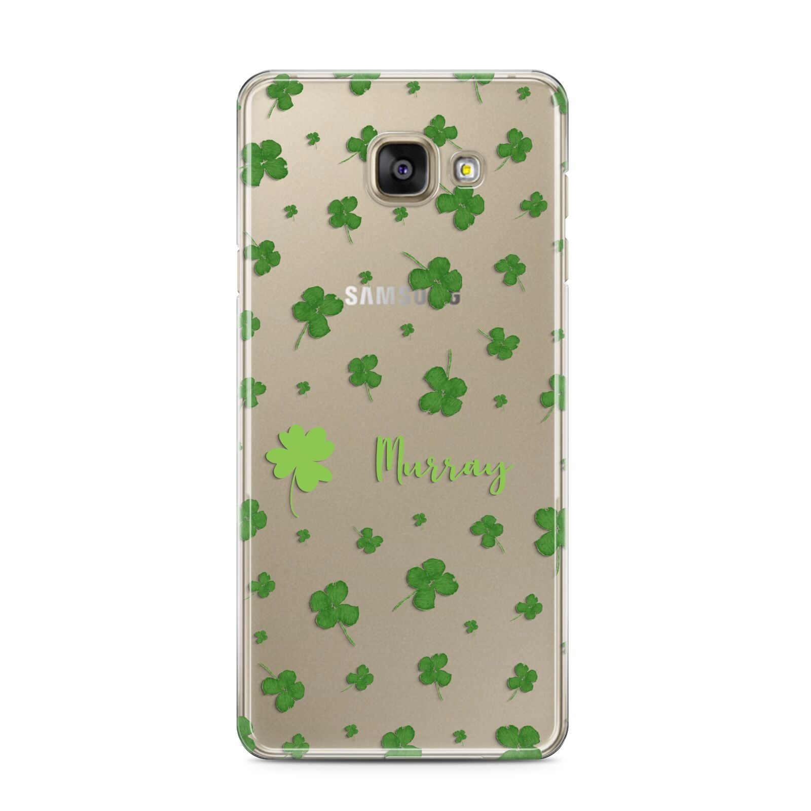 Personalised Shamrock Samsung Galaxy A3 2016 Case on gold phone