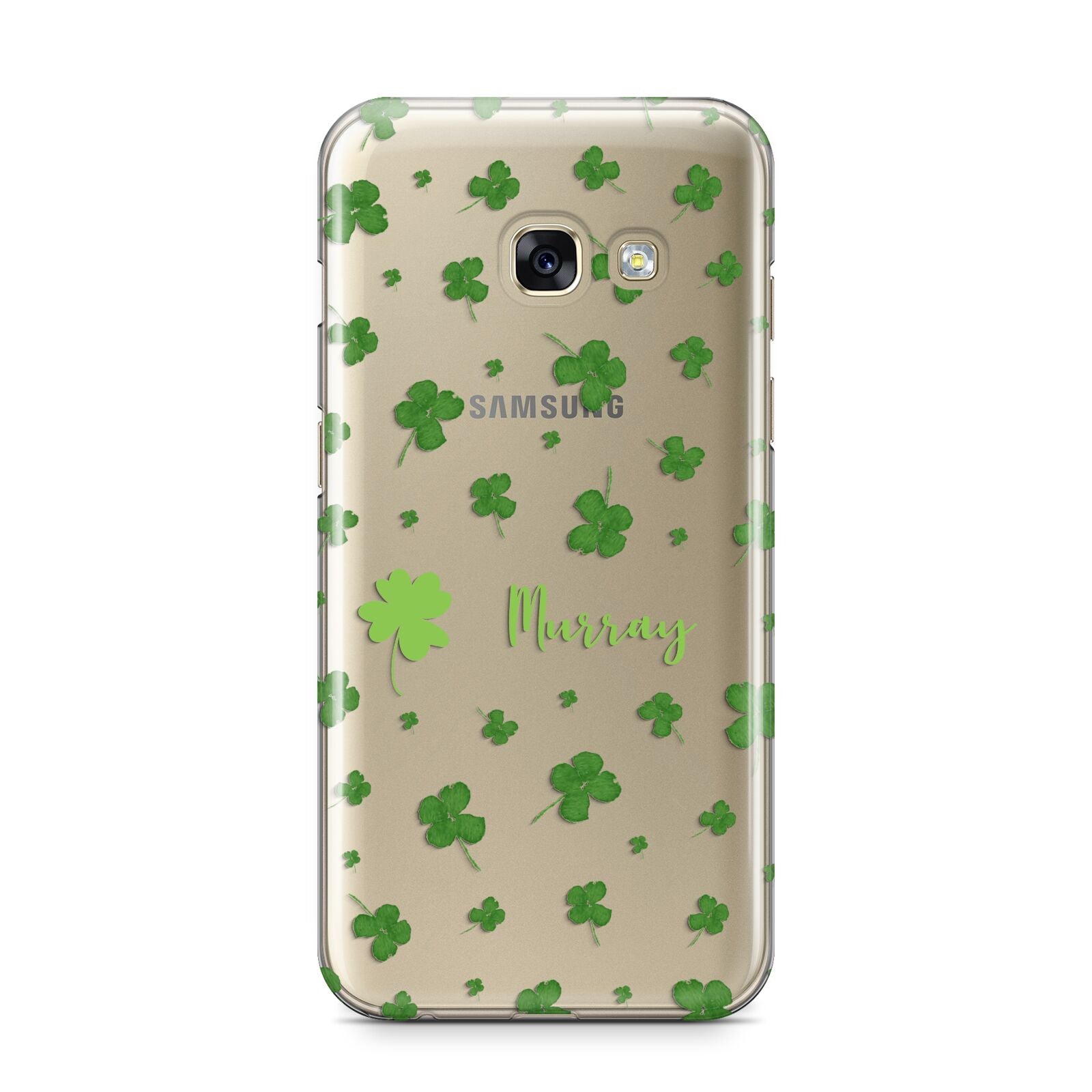 Personalised Shamrock Samsung Galaxy A3 2017 Case on gold phone