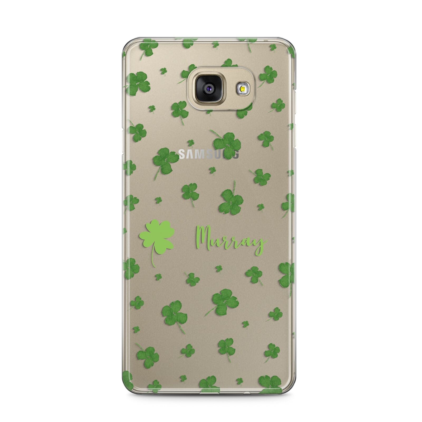 Personalised Shamrock Samsung Galaxy A5 2016 Case on gold phone