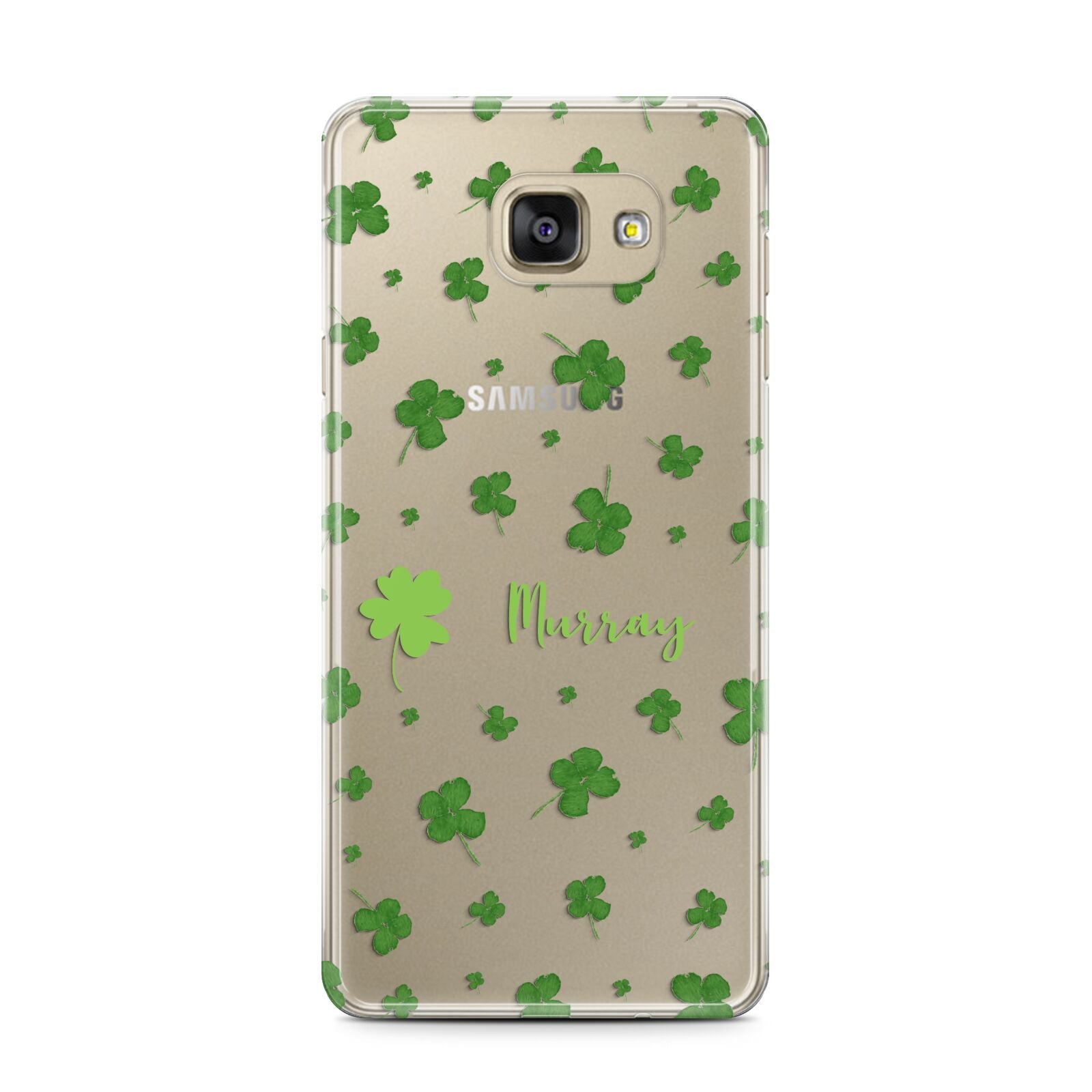 Personalised Shamrock Samsung Galaxy A7 2016 Case on gold phone