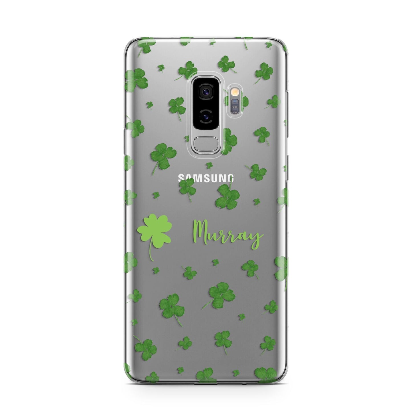 Personalised Shamrock Samsung Galaxy S9 Plus Case on Silver phone
