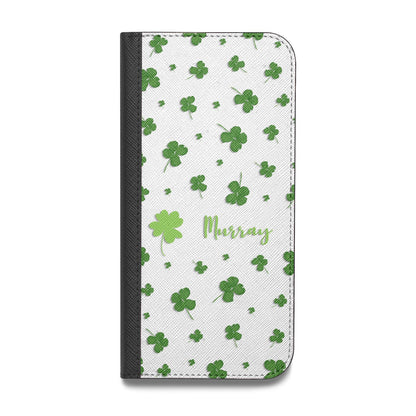 Personalised Shamrock Vegan Leather Flip iPhone Case