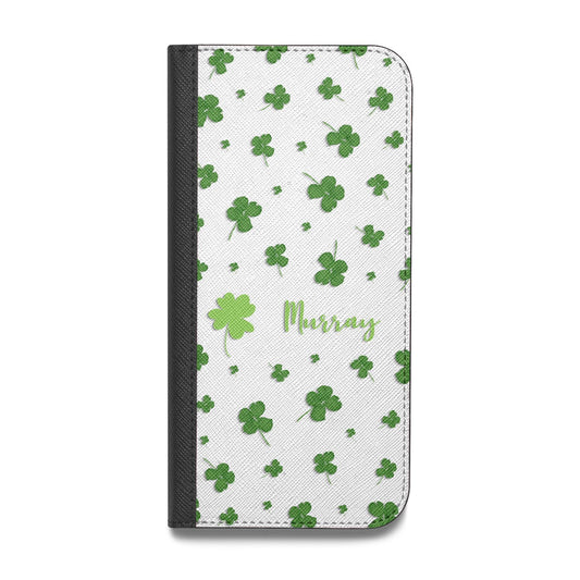 Personalised Shamrock Vegan Leather Flip iPhone Case