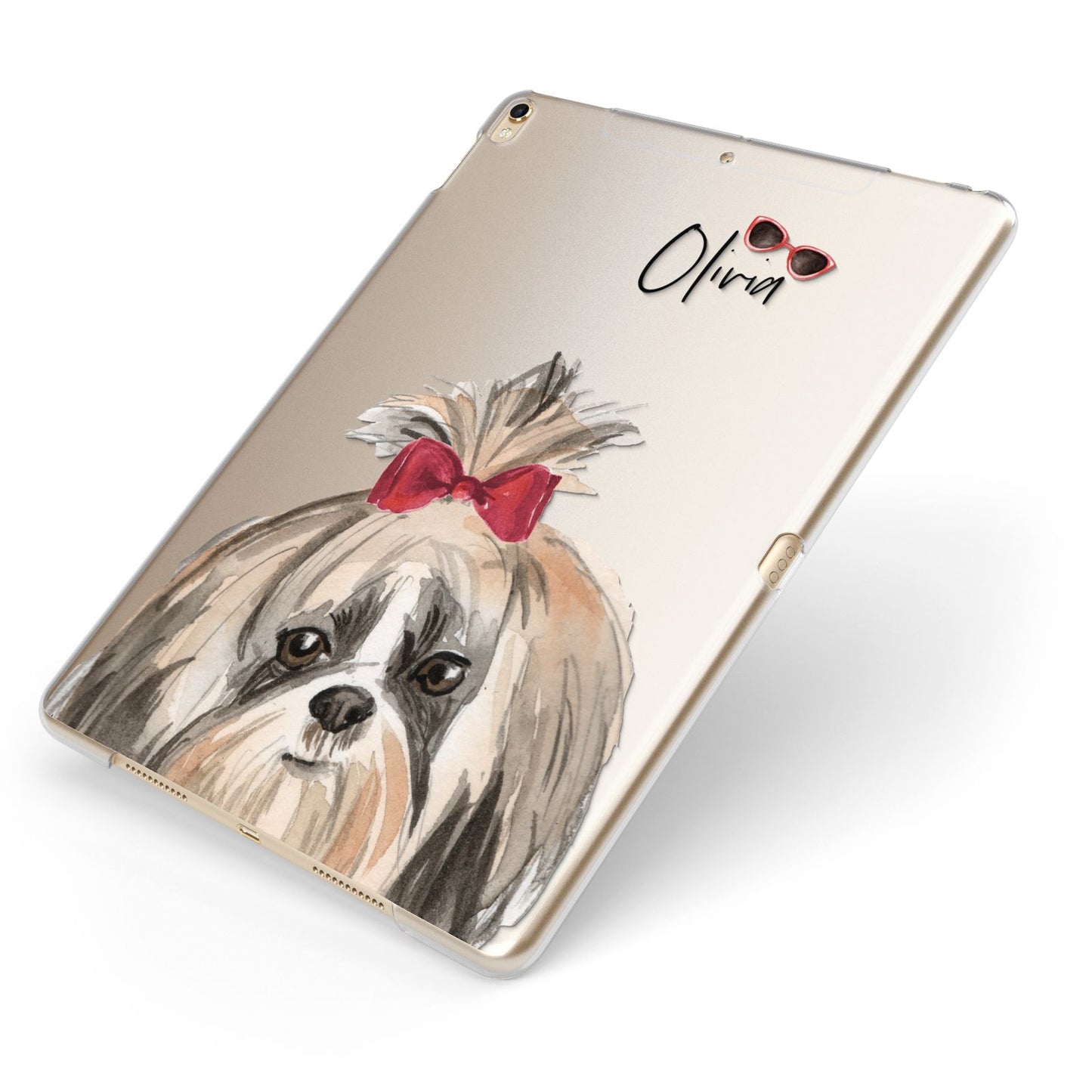 Personalised Shih Tzu Dog Apple iPad Case on Gold iPad Side View