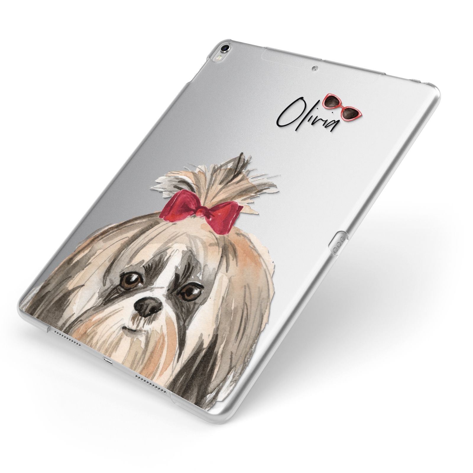 Personalised Shih Tzu Dog Apple iPad Case on Silver iPad Side View