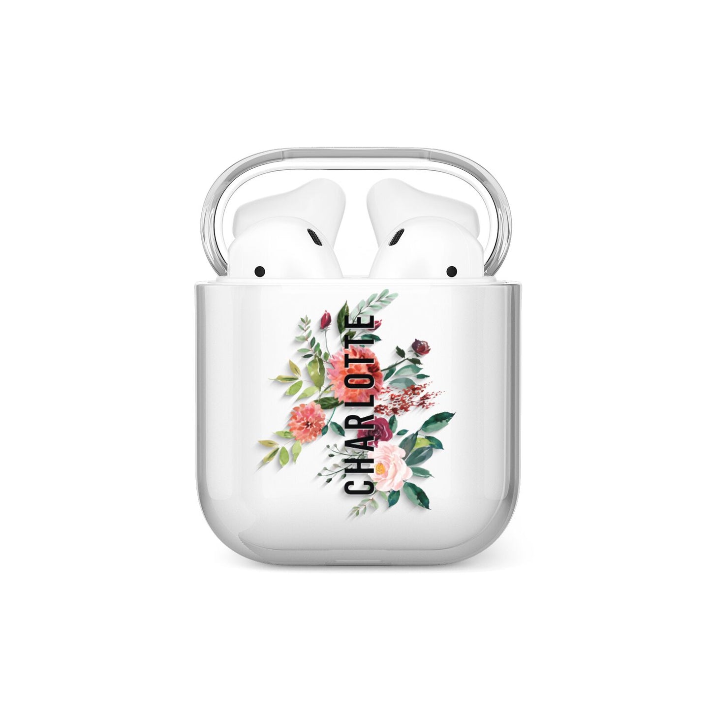 Personalised Side Name Clear Floral AirPods Case