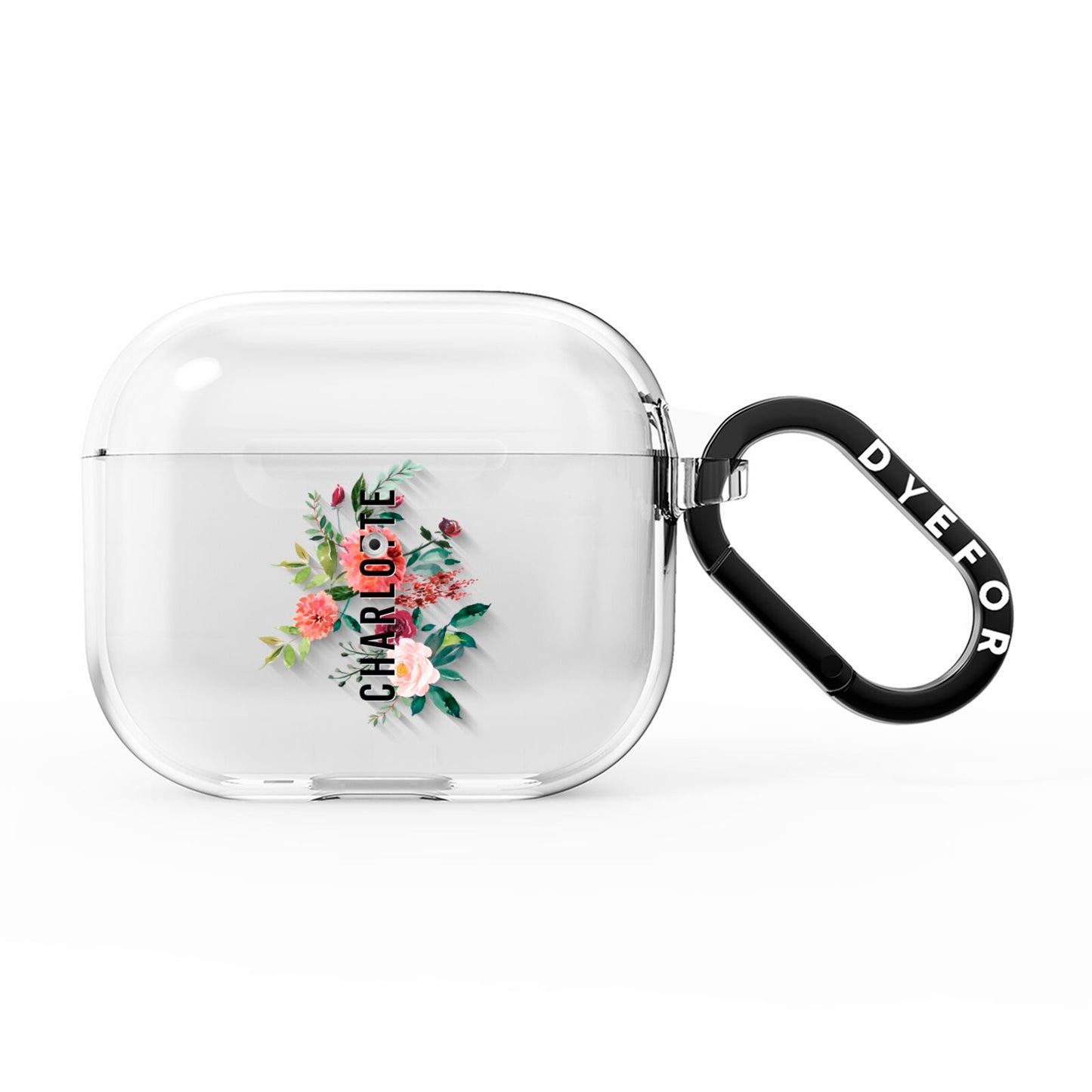 Personalised Side Name Clear Floral AirPods Clear Case 3rd Gen