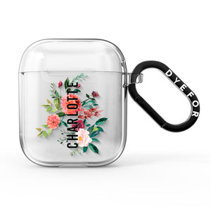 Personalised Side Name & Clear Floral AirPods Case