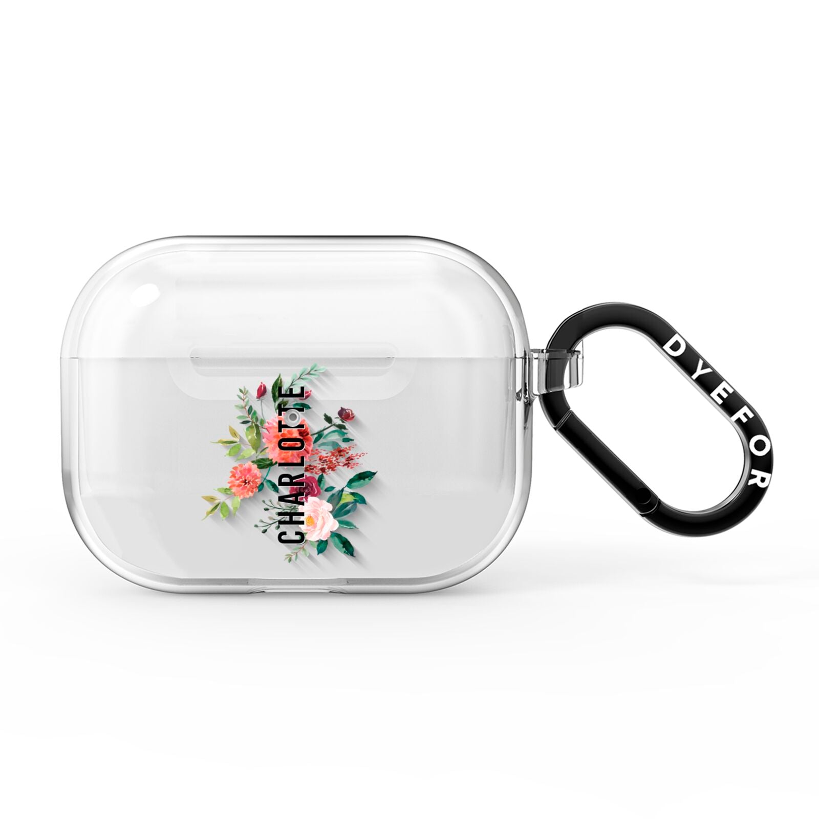 Personalised Side Name Clear Floral AirPods Pro Clear Case