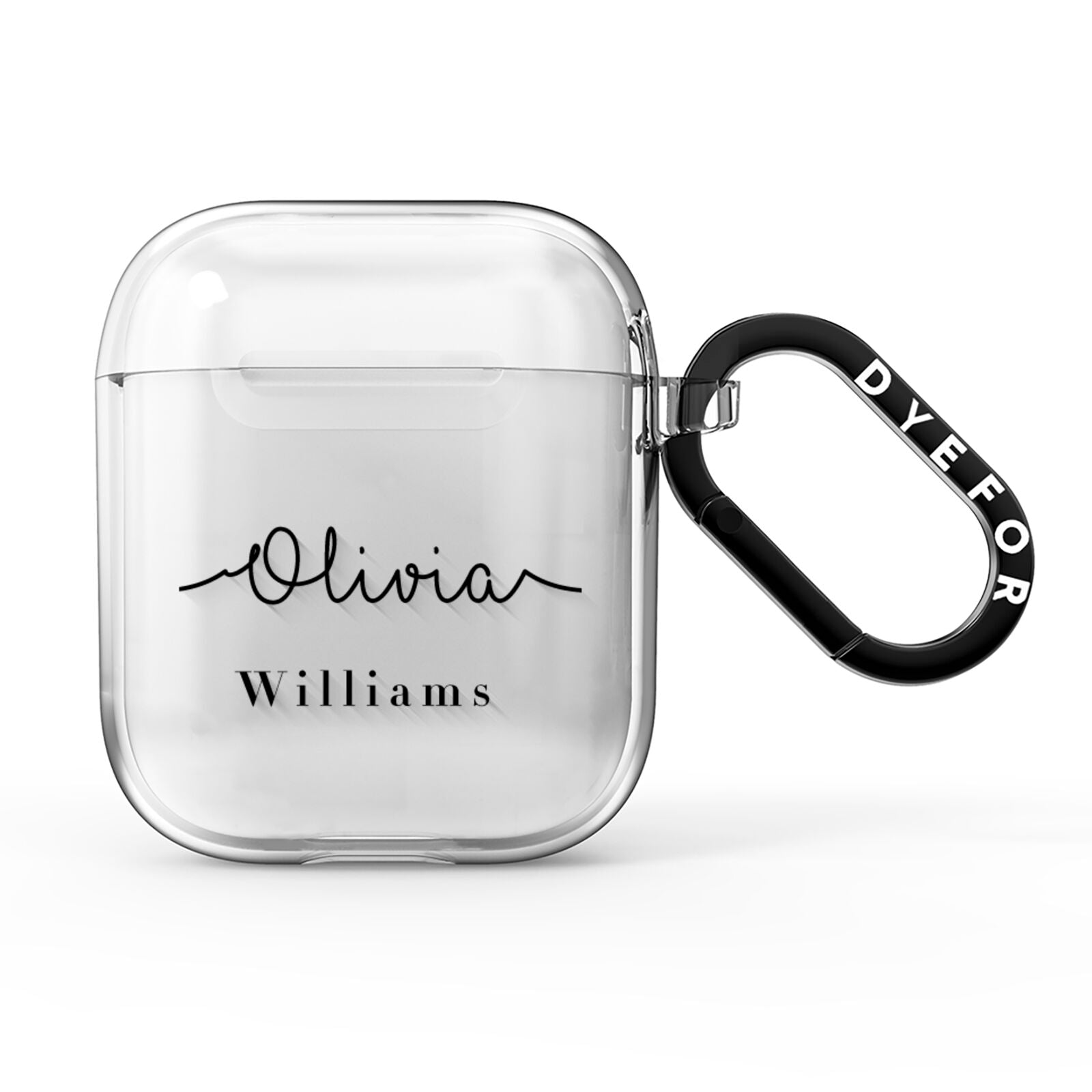 Personalised Signature Name Black AirPods Clear Case