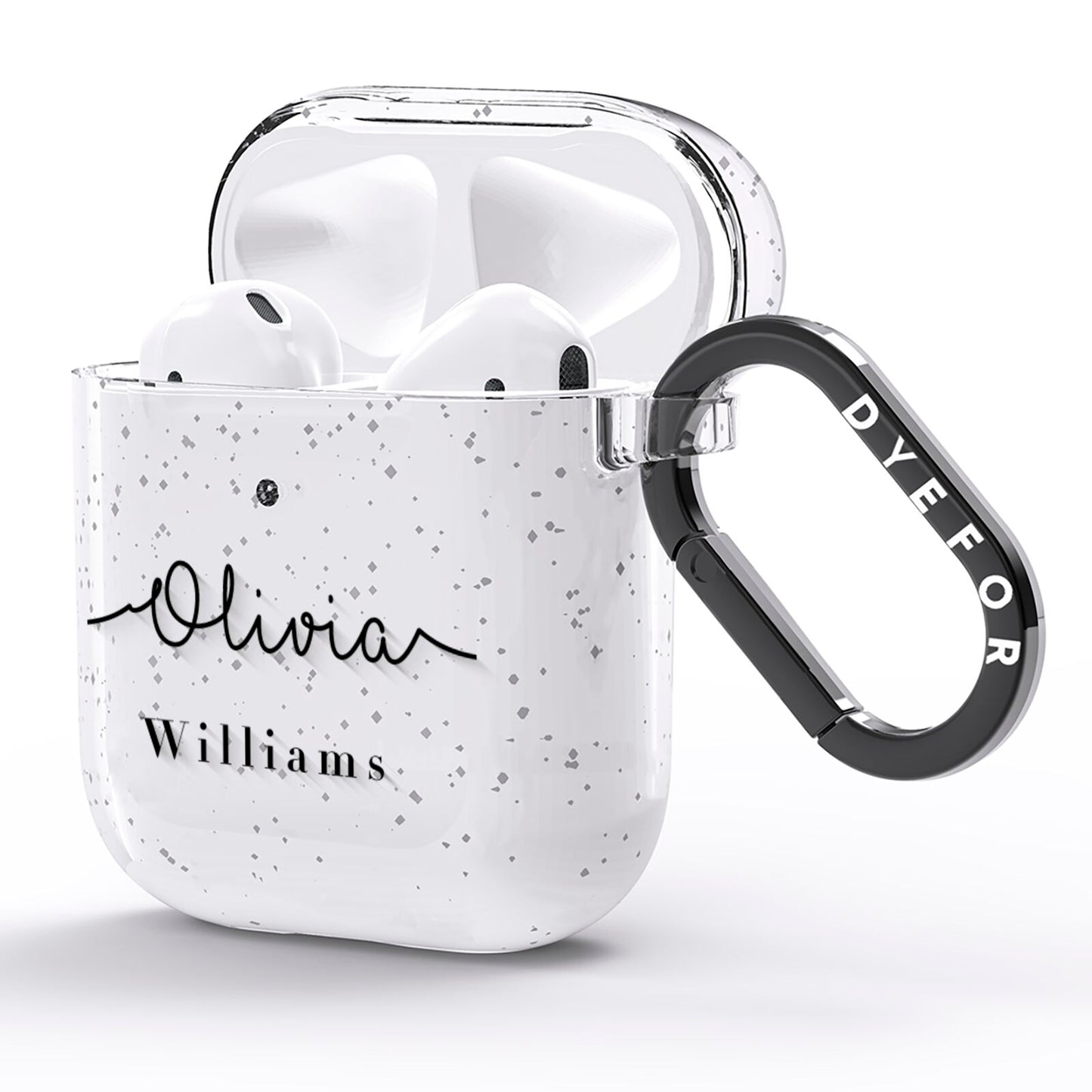 Personalised Signature Name Black AirPods Glitter Case Side Image