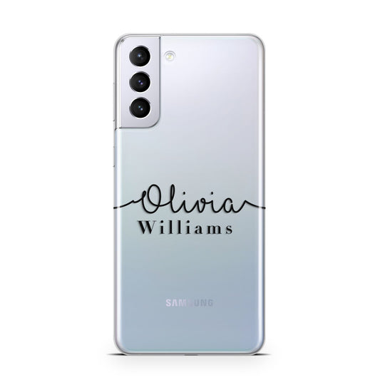 Personalised Signature Name Black Samsung S21 Plus Phone Case