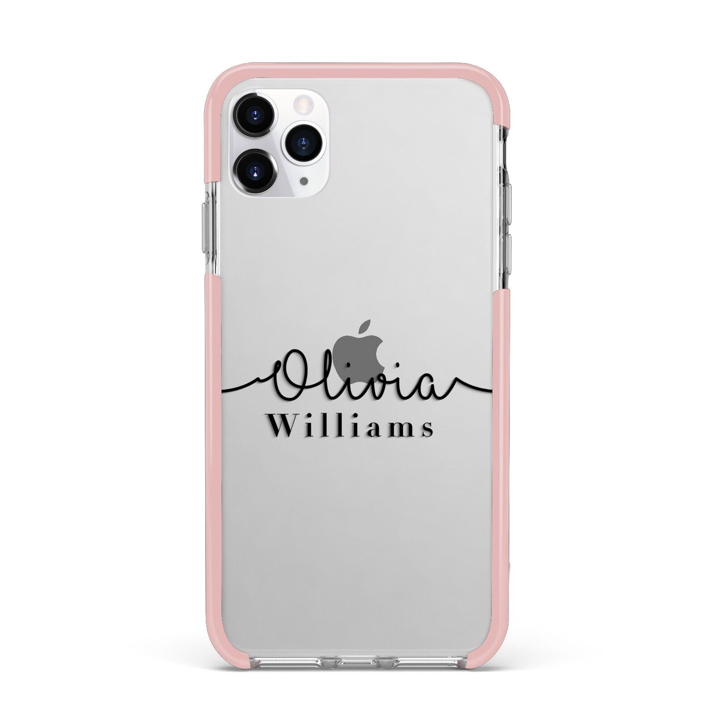 Personalised Signature Name Black iPhone 11 Pro Max Impact Pink Edge Case