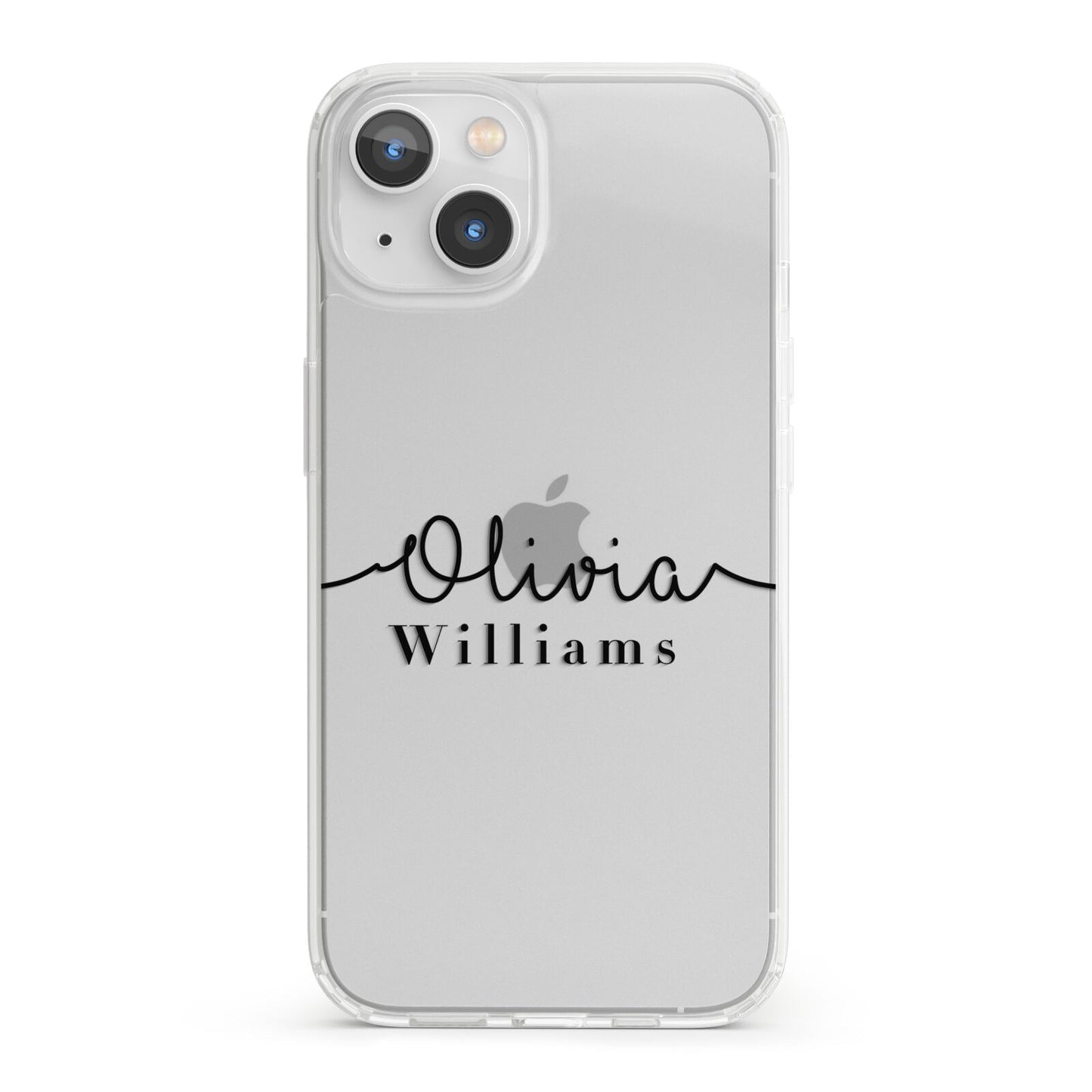 Personalised Signature Name Black iPhone 13 Clear Bumper Case