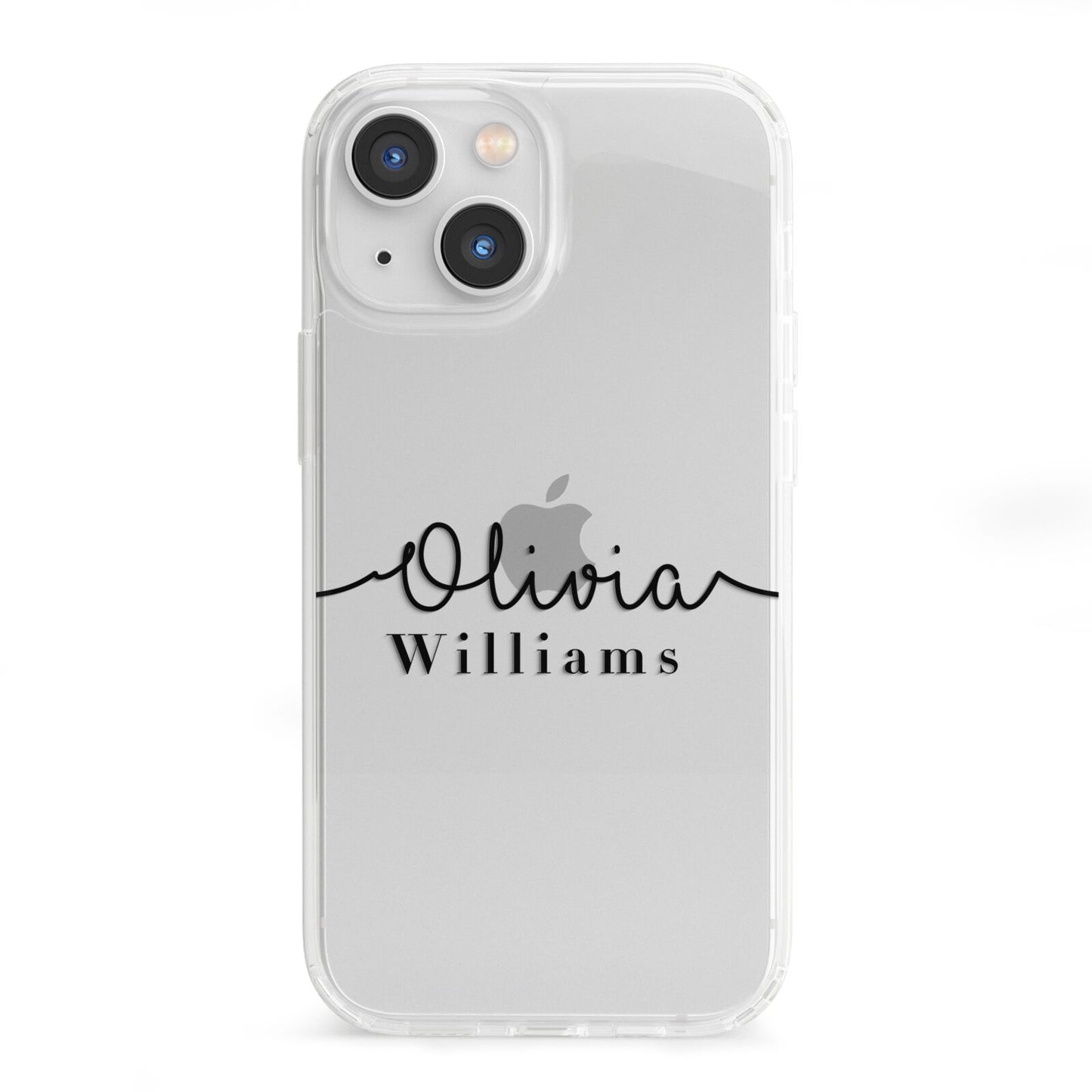 Personalised Signature Name Black iPhone 13 Mini Clear Bumper Case