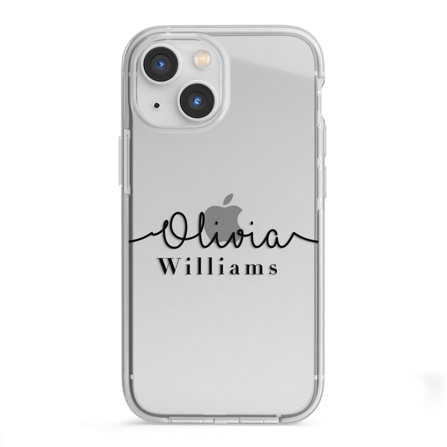 Personalised Signature Name Black iPhone 13 Mini TPU Impact Case with White Edges